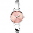 SWISSTONE Analogue Pink Dial Silver Plated Bracelet Women