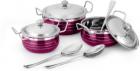 BMS Lifestyle Home & Kitchen Essentials Cooking Serving & Storage Cookware Handi Pots SET OF 9 (3HANDI+3LID+3SPOON) pink Cookware Set  (Stainless Steel, 9 - Piece)