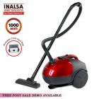 INALSA Vacuum QUICKVAC-1000W with 1.5L Washable Cloth Filter Bag, 100% Copper Motor, Powerful 16KPA Suction, Easy Movement, Dust Bag Full Indicator, Cord Winder, (Red/Black)