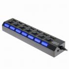 Essential 7 Ports USB Hub 2.0 with Switches,7port 7switch with Extension Light for Computers, Mini mac , ipad, iPhone, Scanner, Tablets, Laptop, E-Book mport(Multicolor)