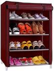 Okayji Fabric, Shoe Rack Organizer, 4 Layer, Maroon