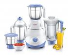 Prestige Iris(750 Watt) Mixer Grinder with 3 Stainless Steel Jar + 1 Juicer Jar,White and Blue