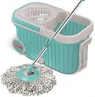 Spotzero by Milton E-Elite Spin Mop with Bigger Wheels and Plastic Auto Fold Handle for 360 Degree Cleaning (Aqua Green, Two Refills)