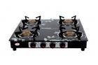 Suryajwala GT04 CAST Iron Royal 4 Burner Black Design Manual Gas Stove (LPG Compatible)