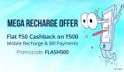 Recharges & Bill Payment Rs 50 Cashback on Rs 500