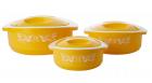 Solimo Sparkle Insulated Casseroles Set with Roti Basket, 3-Piece, Yellow