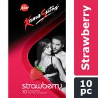 KamaSutra Strawberry Flavoured Condoms for Men | Tempting Flavour with Dotted Texture | Made with Natural Rubber Latex | Lubricated Condoms | Excite/Flavour Series | 10 Strawberry Dotted Condoms