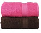 Trident 450 GSM Premium Cotton 2 Pcs Bath Towels - Pink & Brown