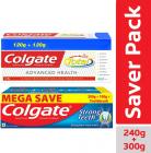 Colgate Total Advanced Health Anticavity Toothpaste - 240g with Colgate Strong Teeth Anti-Cavity Toothpaste – 300g with Free Toothbrush