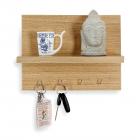 Forzza Mia Wall Shelf with Key Holder (Matte Finish, Teak)