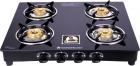 Wonderchef Ruby Black Cooktop Glass Manual Gas Stove  (4 Burners)