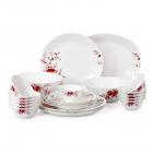 Cello Imperial Ocean Flower Opalware Dinner Set, 27 Pieces, White