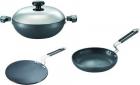 Prestige Build Your Kitchen Stainless Steel Kadhai Set, Set of 3, Black