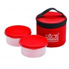 Ruchi Food Fresh Small Plastic Tiffin Box Set, 350ml, 3-Pieces, Red