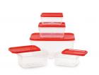 All Time Plastics Polka Container Set, 5-Pieces, Red