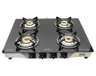 Pigeon Blackline Smart Stainless Steel 4 Burner Gas Stove, Black