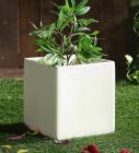 White Polystone 8 Inches Square Planter by Yuccabe Italia