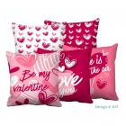 TIB® Polyester Valentine Print Quotes (Be My Valentine) Premium Cushion Cover (Pink, 16x16 inch) - Combo Set of 5