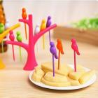 Birdie Plastic Fruit Fork Set, 6-Pieces with stand, Multicolour