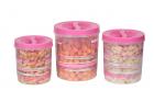 Princeware Twister Plastic Package Container Set, 3-Pieces, Pink