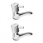 Hindware H Vitreous Cairo H760202 Brass Pillar Cock for Bathroom Washbasin (Pack of 2, Chrome Finish)