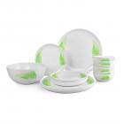 Cello Monarch Fresh Fern Opalware Dinner Set, 19-Pieces, White