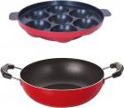 Nirlon Non-Stick Aluminium Cookware Set, 2-Pieces, Red