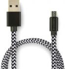 Ambrane CBM-15 1.5m Braided 1.5 m Micro USB Cable  (Compatible with Mobile, Tablet, Computer, Gaming Console, White, Black, One Cable)