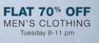 Flat 70% off on Men Clothings [Till 11 P.M.]