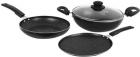 Flipkart SmartBuy Splatter Finish Cookware Set of 3 - Non Induction Bottom - Black  (Aluminium, 3 - Piece)