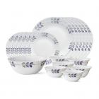 Larah By Borosil Floret Opalware Dinner Set, 19-Pieces, White