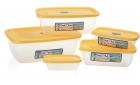 Nayasa Microwave Polypropylene Storage Container, 5-Pieces, Yellow