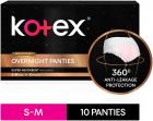 Kotex Overnight Panties -Periodwear for Sanitary Protection - S/M (10 count)