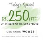 Rs. 250 off on orders above Rs. 1250