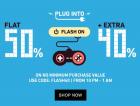 Flat 50% off + Extra 40% off + 15% cashback