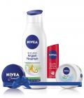 Nivea Combo of 250 ml Oil in Lotion Argan Nourish with 20 ml Creme Free and 4.8 gm Strawberry Lip Care with Soft 25 ml Free