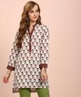 Biba  Women Printed Cotton Blend High Low Kurta  (Multicolor)