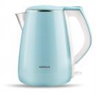 Havells Aqua Plus 1.2 litre Double Wall Kettle / 304 Stainless Steel Inner Body / Cool touch outer body / Wider mouth/ 2 Year warranty (Blue, 1500 Watt)