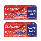 Colgate MaxFresh Toothpaste, Red Gel Paste with Menthol for Super Fresh Breath, 300g, 150g X 2 (Spicy Fresh)