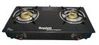 Suryajwala Steel Toughened Glass Top 2 Burner Manual Gas Stove, Black