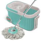 Spotzero by Milton Elite Spin Mop with Bigger Wheels and Plastic Auto Fold Handle for 360 Degree Cleaning (Aqua Green, Two Refills)