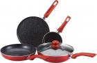 Bergner Esprit - 5 Piece Aluminium Cookware Set in Red Colour by HomeTown