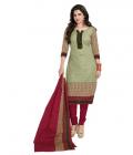 Shree Ganesh Green Cotton Dress Material