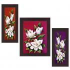 Wens Flowers MDF Wall Art (30 cm x 34 cm x 1.5 cm, Set of 3, WSP-4176)