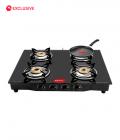 Pigeon 4 Burner Brass Glasstop Gas Stove + Free Pigeon Tawa/Fry Pan worth Rs.745