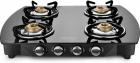 Ideale Graacio QUADRO Burner Glasstop Glass, Stainless Steel Manual Gas Stove  (4 Burners)