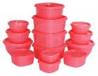 Princeware SF Plastic Storage Container Set, 14-Pieces, Pink