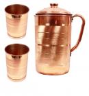 W-Tech Hast Kala Kendra Copper Jug with 2 Glass (2000Ml of Jug, 400ML of Each Glass)