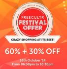 Freecultr Crazy Sale Flat 60% + 30% Extra On Orders Over Rs.2999