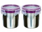 Princeware Dura Click Stainless Steel Container Set, 650ml, Set of 2, Silver